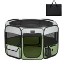Petsfit 犬 サークル ペットサークル 八角形 ドッグハウス 【パッと開いてすぐ使える】 猫の産屋 猫の分娩室 折りたたみ 犬猫兼用 メッシュ 屋根付き 軽量 収納バッグ付き 部屋のインテリアに馴染み キャンプ アウトドア お出かけ用品 小型ペット Sサイズ グリーン