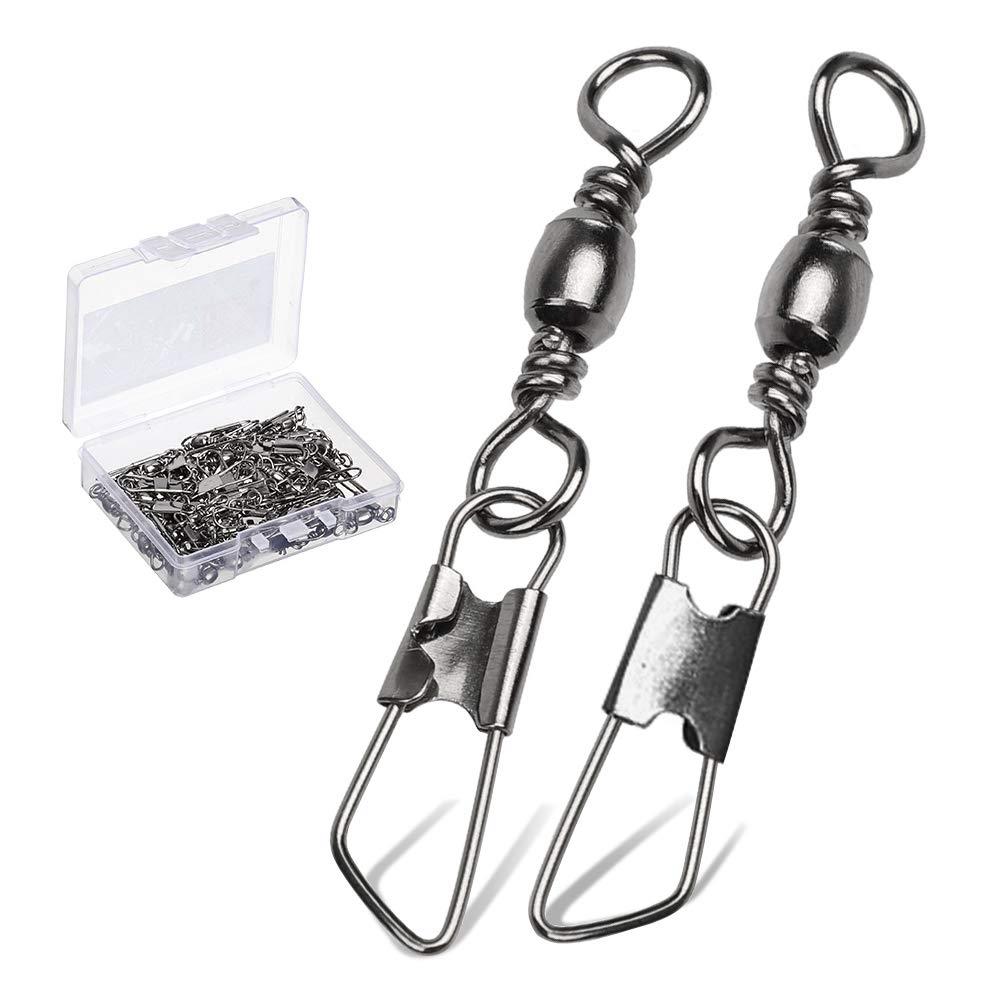 AMYSPORTS 釣り スナップ スイベル 釣り スナップ スナップ付き サルカン ローリングスイベル インターロックスナップ タイプA 青物 海釣り 50個 35kg