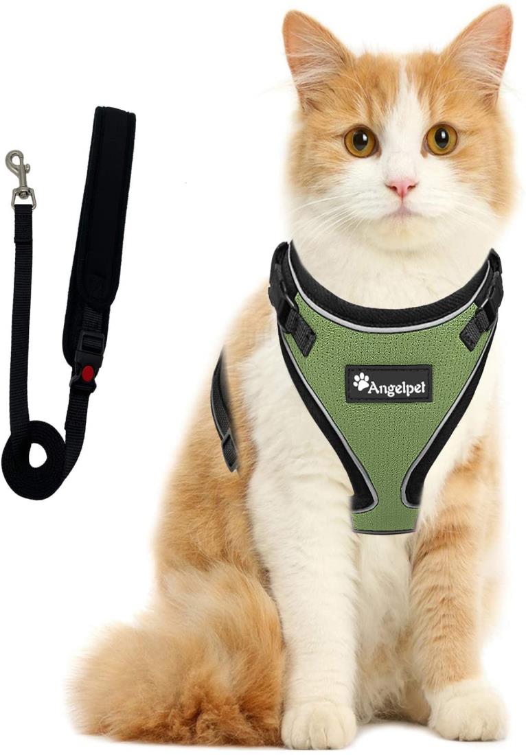 猫 猫用 ハーネス 胴輪 猫具 ねこ ネコ 子猫 子犬 小型犬 散歩 お出かけ 抜けない ベスト ソフト胸あて 軽量 頭を通さずマジックテープで装着 サイズ調節可 夜反射 通気メッシュ (XSサイズ (x 1), ライトブルー)