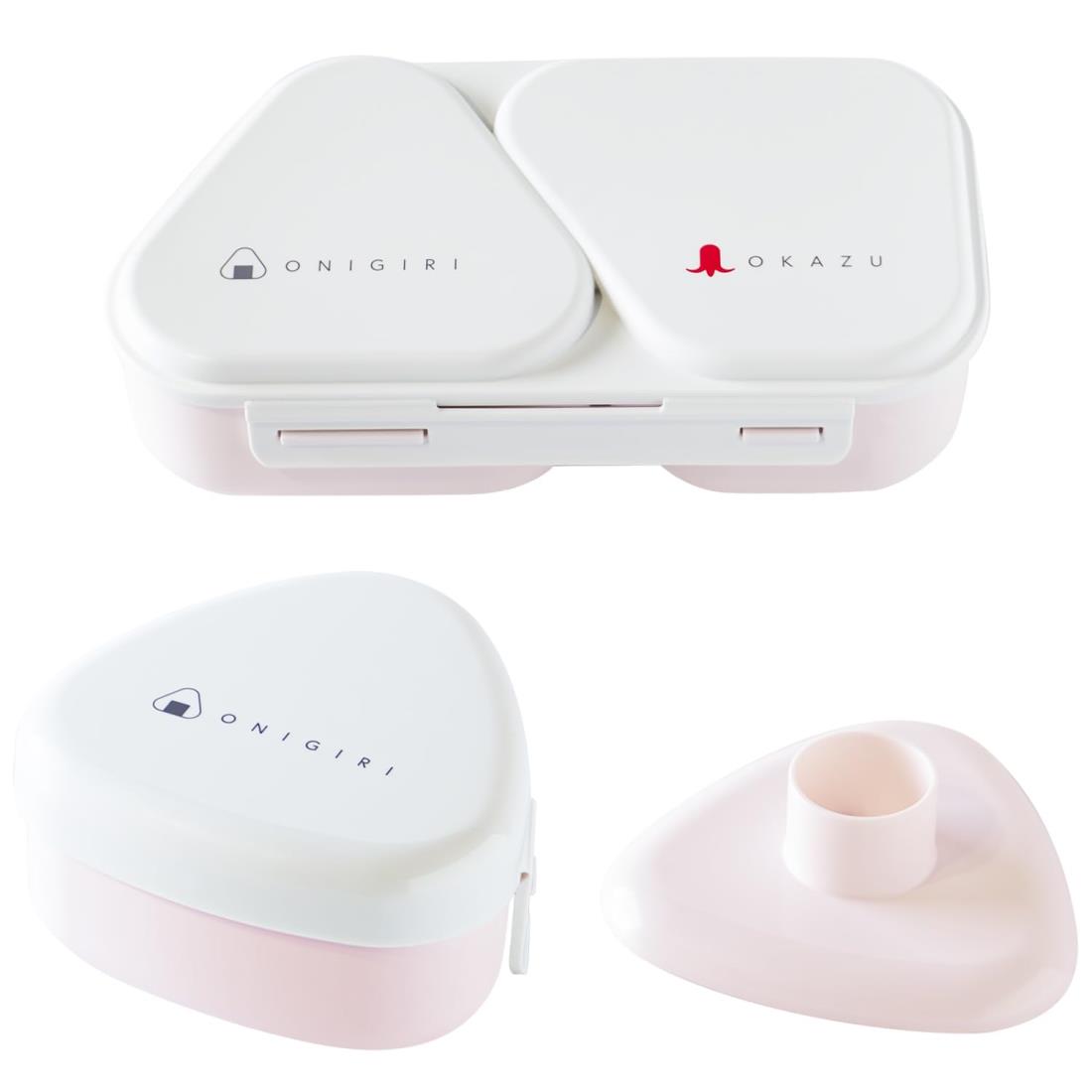オーエスケー（OSK) おにぎりランチケース ＆ おにぎりケース セット 弁当箱 ピンク 押し型付 電子レンジ対応 LS-15 LS-20 日本製