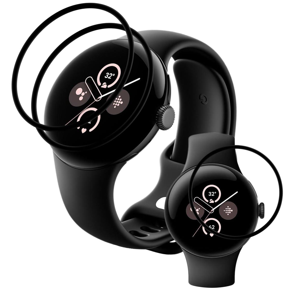 対応 Google Pixel Watch2 / Google Pixel Watch フィルム 【3枚セット 全面保護】 PET複合材 炭素繊維 3D曲面 ピクセル Watch2 / Watch 液晶保護フィルム 高速反応 高透過率 傷防止 キズ修復機能 自動吸着 指紋防止 気泡ゼロ タッチ感度
