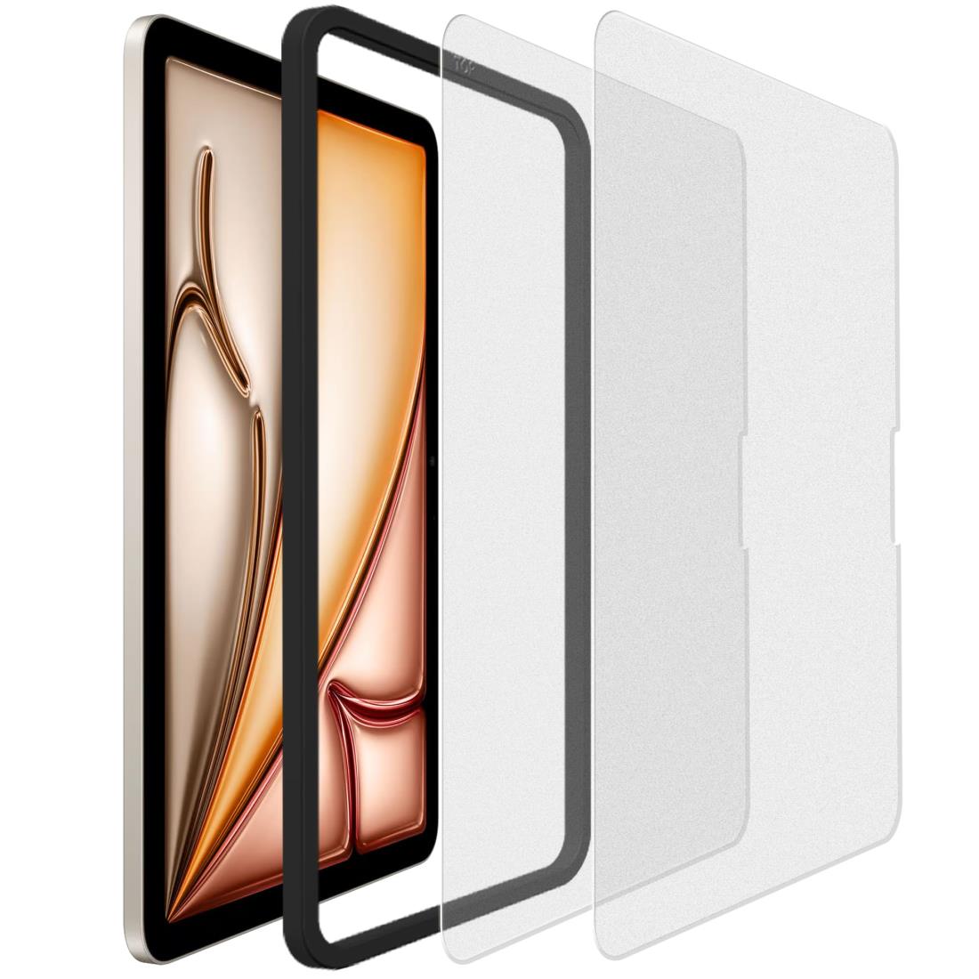 KPNS アンチグレア 日本素材製 iPad Air 11 インチ M3 第7世代 2025 / iPad Air 11 インチ 2024 第6世代 (M2) 用 さら さら ガラスフィルム サラサラ 強化ガラス 反射防止 指紋防止 指滑り ゲーム用 保護フィルム 【2枚セット】ガイド枠付き