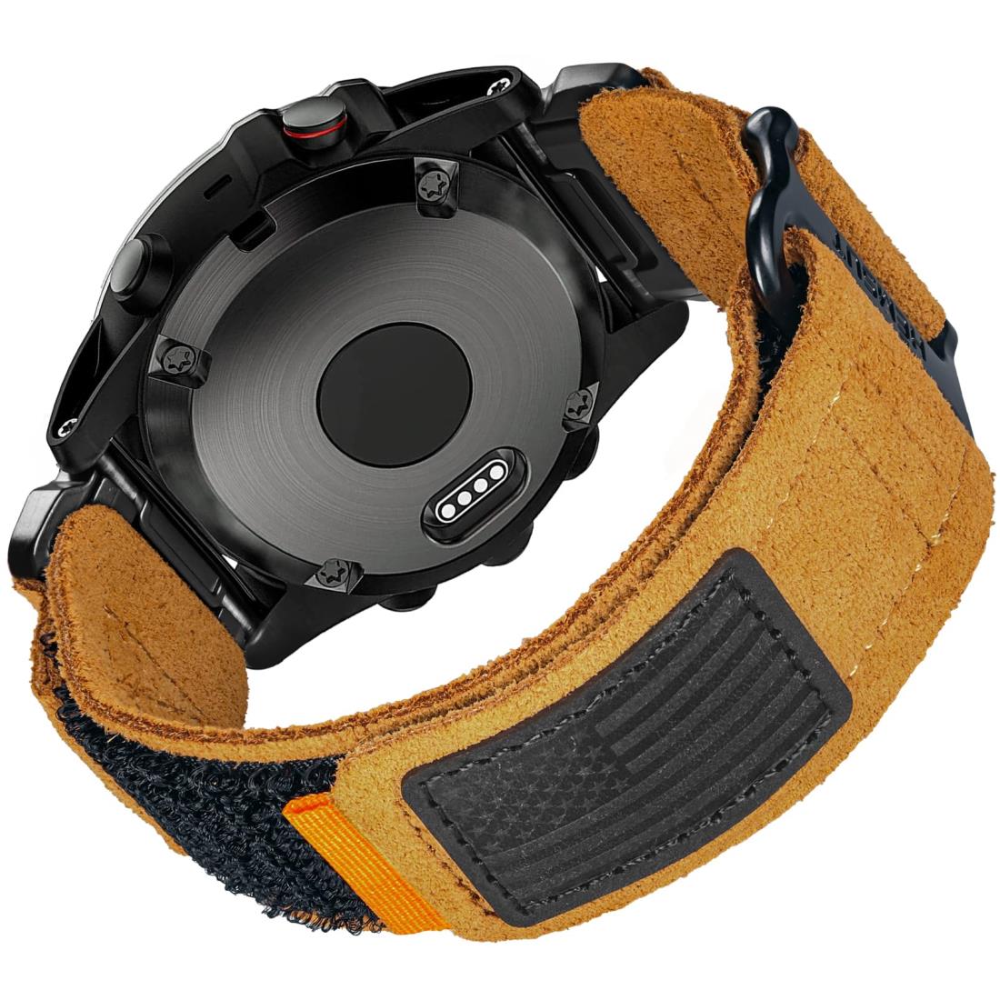 Hemsut ガーミンウォッチレザースポーツバンド Fēnix 8 Solar 47mm / Fēnix 7 / 7 Solar / 7 Sapphire Solar / 6 / 6 Pro / 6 Sapphire / 5 / 5 Plus, Approach S60 / S62など用 アップグレードされたコネクタ ガーミンのクイックフィットver 交換ベルト