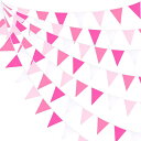PinkBlume ローズピンク三角旗 バナーパーティー 飾り約10m長 バラの粉アウトドア ペナント旗 誕生日 飾り付け 布ガーランド 結婚式 パーティー 飾り キャンプ 飾り バースデー デコレーション 旗 子供部屋の装飾用品水洗い可能