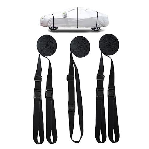 LINFEN ガードバンド 車カバー 防風ロープ 防風ベルト ゴムベルト 車 カバー 防風対策 絞り紐 バックル..