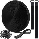 マジック結束バンド 12.5m+バックル 60個付き、結束テープ 荷締めベルト 固定ベルト 結束マジック 面ファスナー テープ 強力 耐熱 配線整理 自由にカッ...