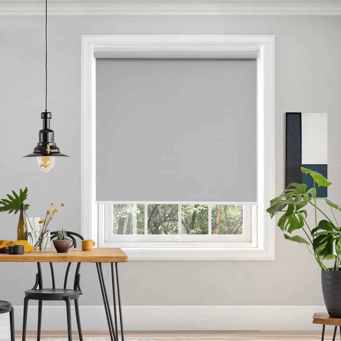 Deconovo プルコード式 ロールスクリ ーン 幅90cm 丈135cm グレー ロールカーテン 1級遮光 100%遮光 保..