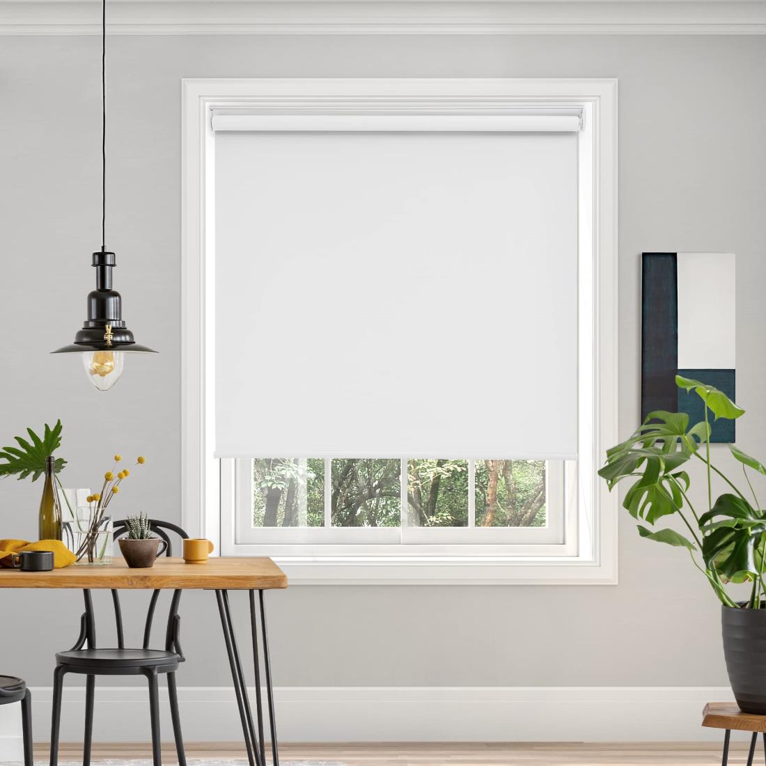 Deconovo プルコード式 ロールスクリ ーン 幅90cm 丈180cm ホワイト ロールカーテン 1級遮光 100%遮光 ..