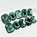 Sun&Beam Nails 手作り ネイルチップ ショート 短め ラウンド 緑 つけ爪 ネイル キラキラ 人気 おしゃれ かわいい デザイン 貼るだけ 付け爪 10枚入 (#34 月の猫 · M)