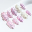 Sun&Beam Nails 手作り ネイルチップ ミディアム ロング アーモンド つけ爪 人魚の鱗 シェル パール キラキラ 人気 3D おしゃれ 可愛い デザイン 付け爪 10枚入 (#29 紫・XS)
