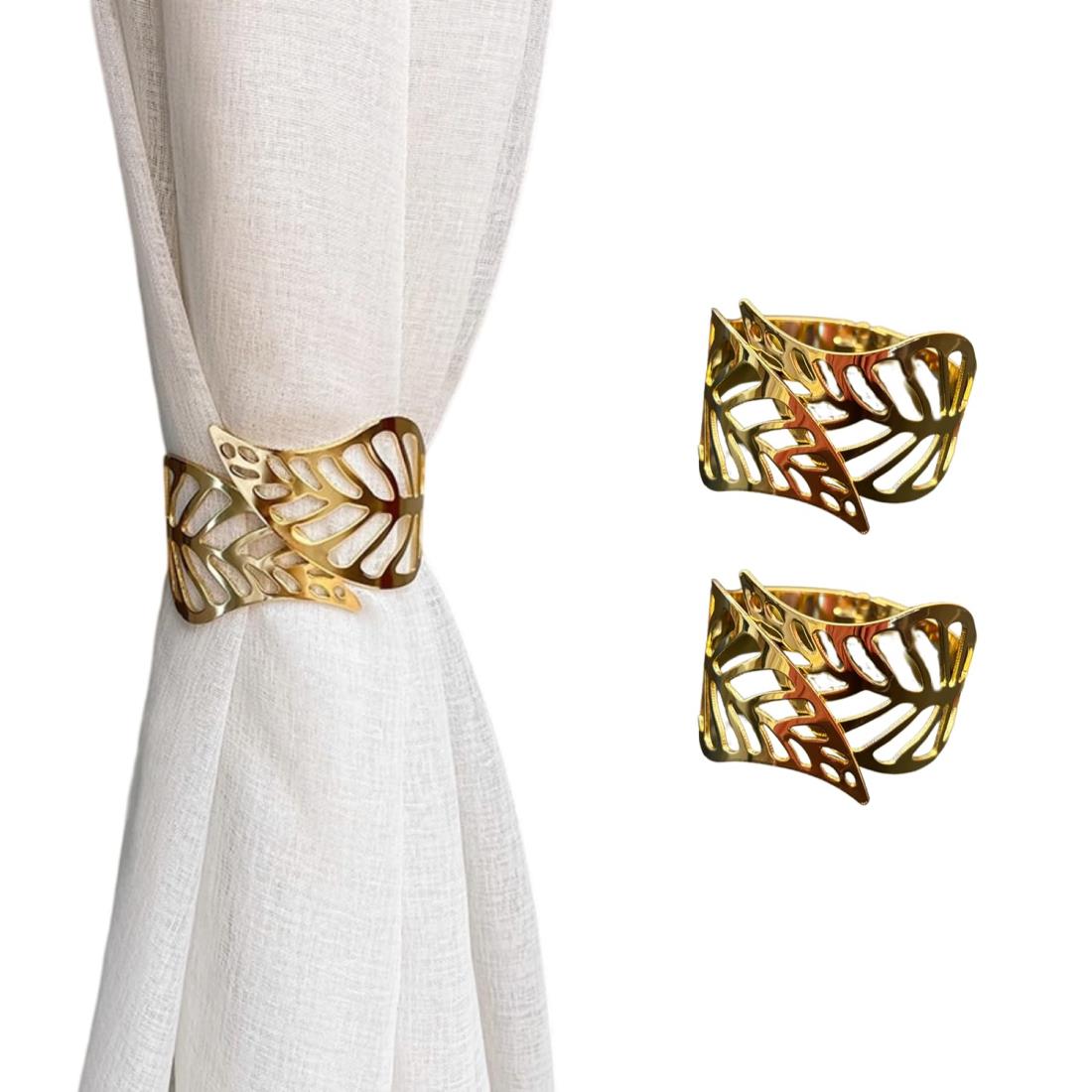 YINKE カーテンタッセル ウィンドウアクセサリーカーテン装飾品 ープ式カーテン 留め飾り カーテンタッセルデコレーション 2個セット 金色の葉 (金色の葉)