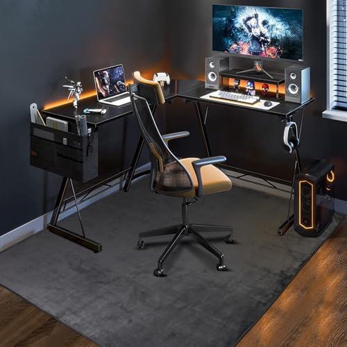 FUNHOO ゲーミングチェアマット 130×160cm チェアマット カーペットタイプ 滑り止め加工 フランネルタイプ フローリングマット 騒音対策 床暖房対応 床保護 傷防止 グレー