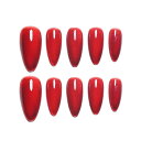 Sun&Beam Nails 手作りネイルチップ ミディアム アーモンド レッド ルビー ほうせき つけ爪 マグネット デザイン おしゃれ 付け爪 10枚入 (#162 M)