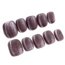 Sun&Beam Nails 手作り ネイルチップ ショート 短め ラウンド 無地 灰色 鼠色 キャットアイ マグネット 人気 おしゃれ 可愛い 付け爪 10枚入 (#96 M)