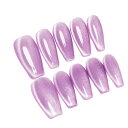 Sun&Beam Nails 手作り ネイルチップ ミディアム ロング バレリーナ つけ爪 コフィン 無地 ラベンダー 紫 キャットアイ マグネット 人気 おしゃれ 可愛い 付け爪 10枚入 (#85 M)