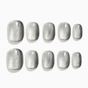 Sun&Beam Nails 手作り ネイルチップ ショート 短め ラウンド 無地 ブラック シルバー キャットアイ マグネット 人気 おしゃれ 可愛い 付け爪...