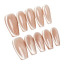 Sun&Beam Nails 手作り ネイルチップ ミディアム ロング バレリーナ つけ爪 コフィン 無地 肌色 ベージュ キャットアイ マグネット 人気 おしゃれ 可愛い 付け爪 10枚入 (#86 L)