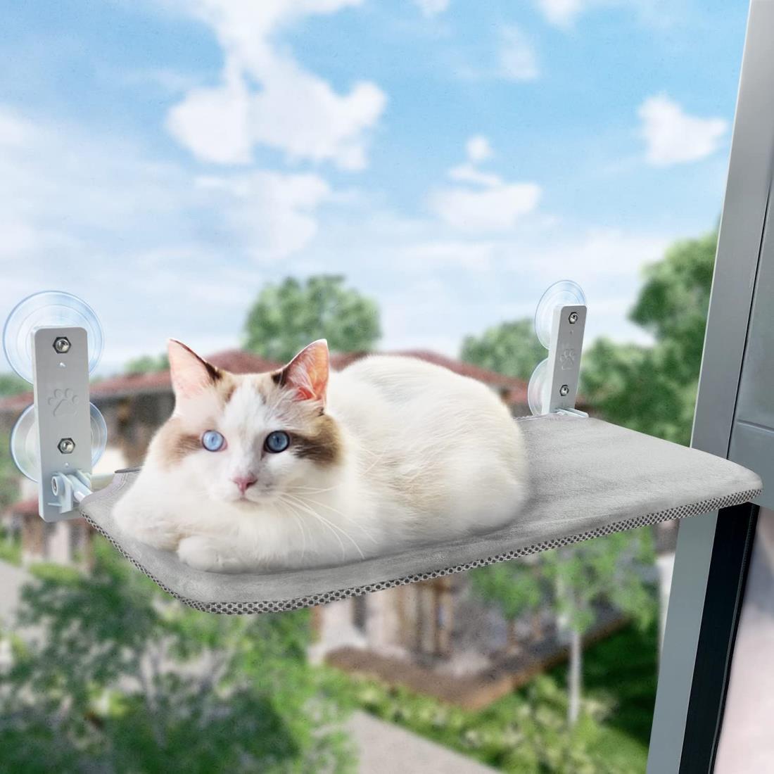 GUUSII HOME 猫窓ベッド ねこベッド 猫ハンモック 折畳み式猫ハンモック 吸盤 猫窓用ハンモック 猫窓ベッド 窓ハンモック 猫窓ベッド 吸盤式 ペットベッド ねこ ネコ キャットハンモック キャットマット 窓際マット 通気メッシュ 日光浴 ウィンドウベッド 洗える 猫用 耐荷重