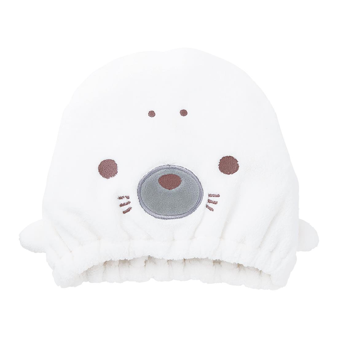 りぶはあと ヘアキャップ アニマルきゅうそくタオル アザラシ (全長約22cm) 吸水速乾 やわらかい 17813-12