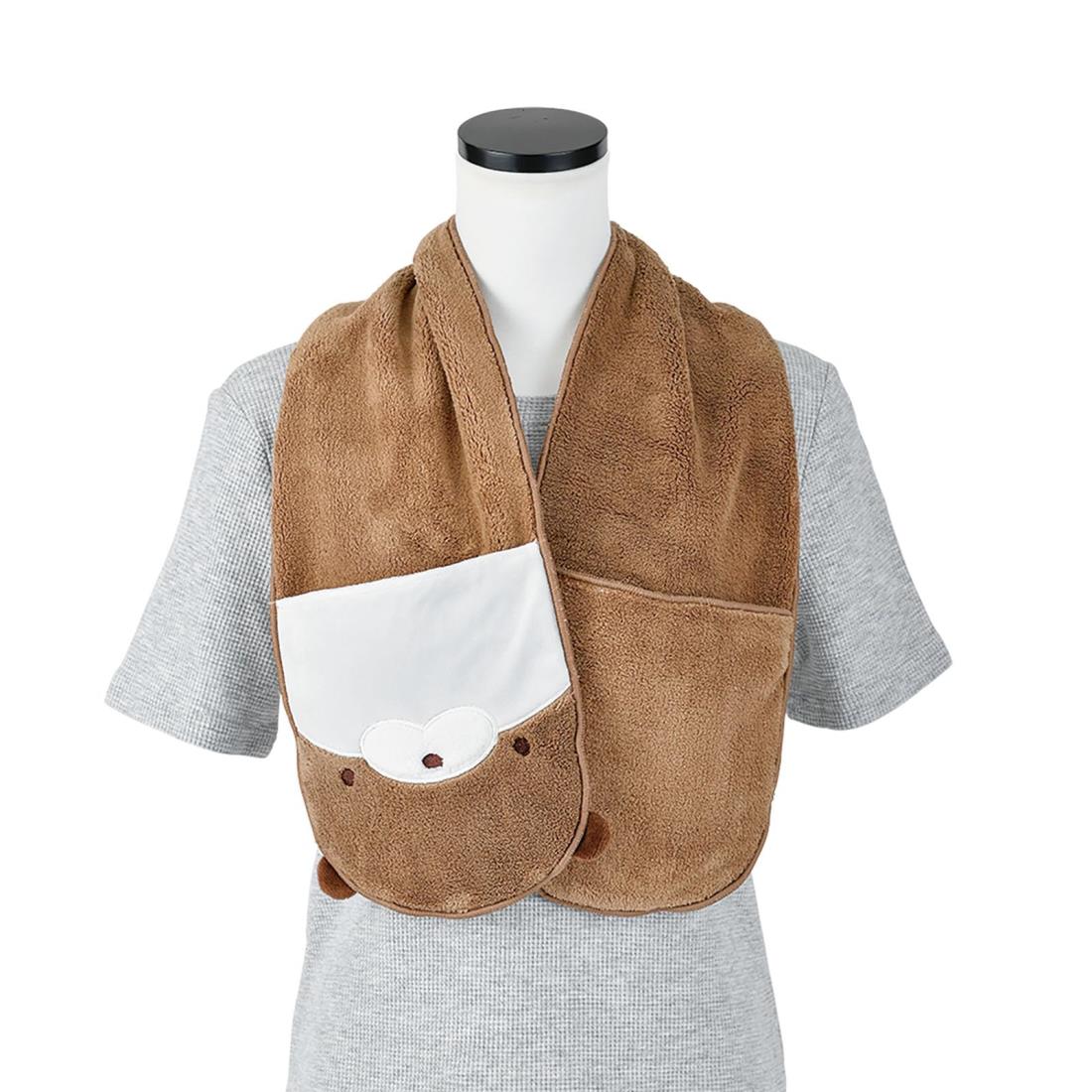 りぶはあと ふきふきタオル アニマルきゅうそくタオル カワウソ (全長約110cm) 吸水速乾 やわらかい 17815-32