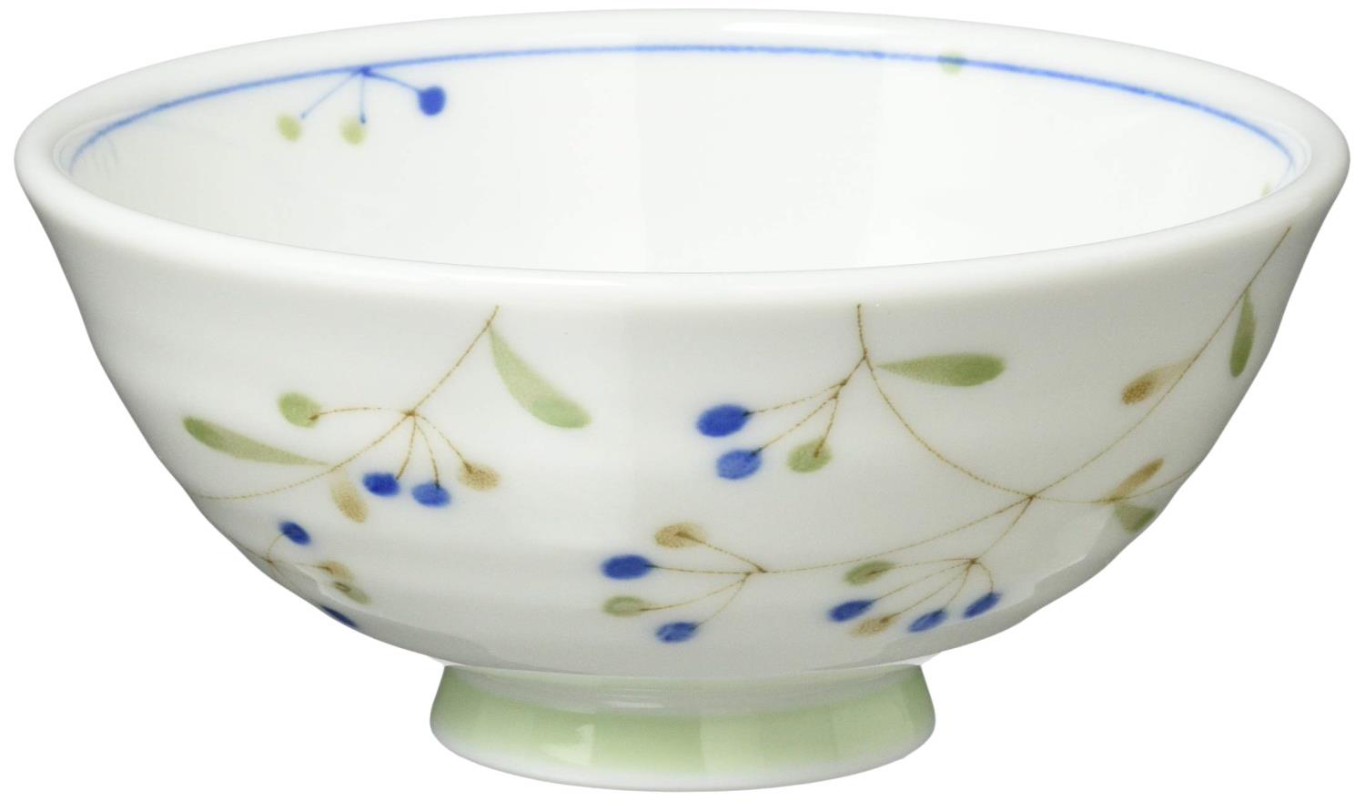 美濃焼 軽量 飯碗 お茶碗 約11cm 電子レンジ 食洗機対応 木の実 青 132-1011