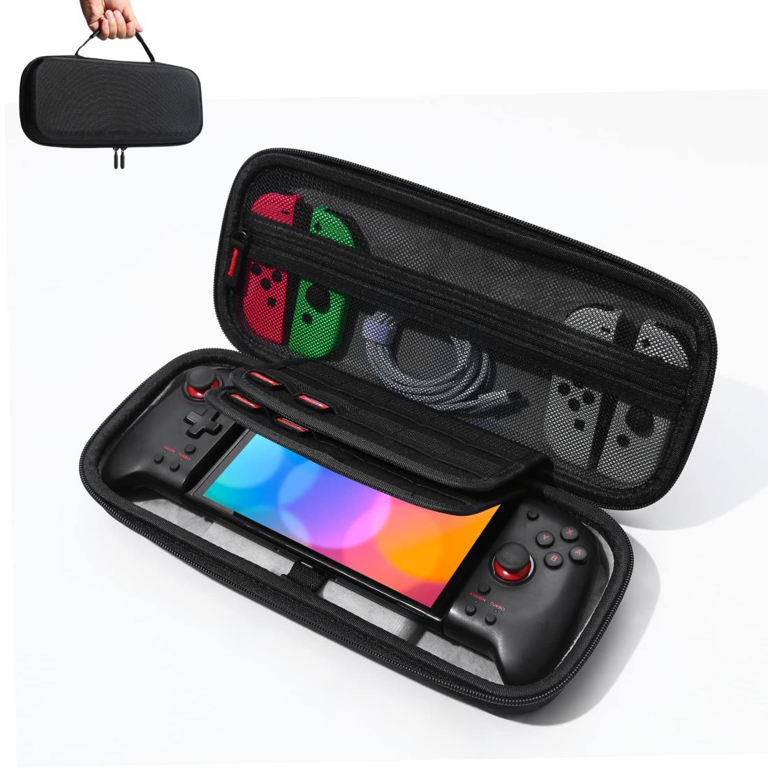 iofeiwak 収納ケース HORI グリップコントロー ラー/ROG ALLY 収納ケース for Nintendo Switch グリップコントロー ラー Switch HORI グリップコントロー ラー 収納ケース ハードケース 最大20枚ゲームカード収納 耐衝撃 撥水表面 防水 防汚 旅行用