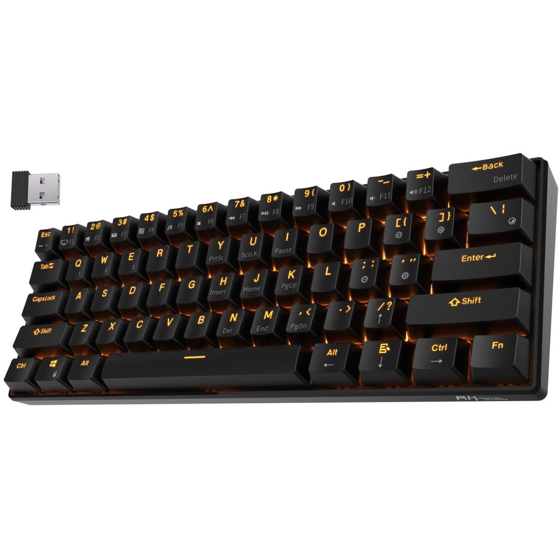 RK ROYAL KLUDGE RK61 メカニカル式 キーボード 茶軸 Bluetooth ワイヤレス USB 有線/無線 Windows/Mac/IOS/Androidに対応 スマホ/タブレット/パソコン(ipad iphoneなど)通用 軽量 コンパクト (ブラック)