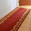 イケヒコ 廊下敷き リーガ レッド 約67×180cm 花柄 防音 マット #2003460(3)