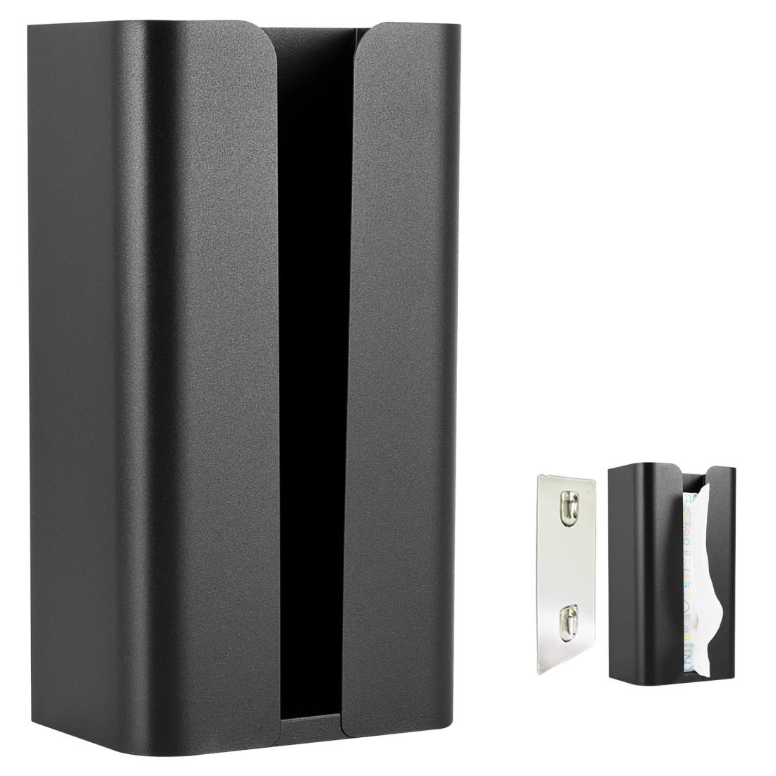 ティッシュケース ペーパーホルダー 長方形 壁掛 片手で切れる キッチン 浴室 お風呂 洗面台 収納(黒)