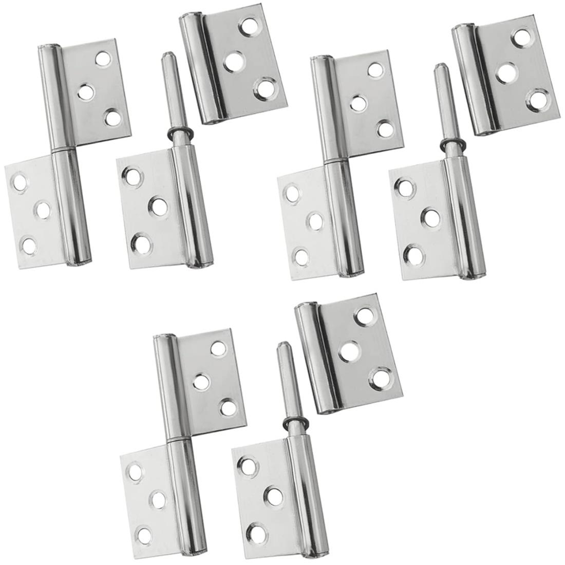 堅塁金物 ステンレス製抜き差し蝶番 リフトオフヒンジ ，取り外し可能な旗蝶番 6枚 (3 inch)