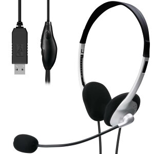 エレコム ヘッドセット USB 有線 マイク付き ヘッドホン 軽量 長時間 ウェブ会議 テレワーク 【LINE Skype windows ゲームに対応】 1.8m シルバー HS-FBE01USV