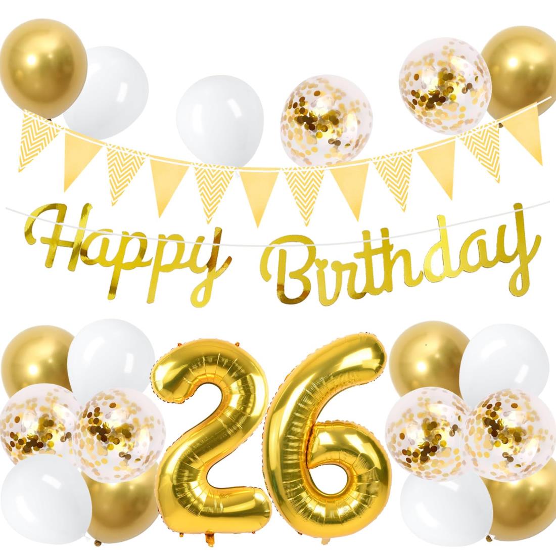 26歳 誕生日 バルーン 風船 セット 大きい 40inch ゴールド 誕生日 数字 バルーン 付け 約100cm ハッピ..