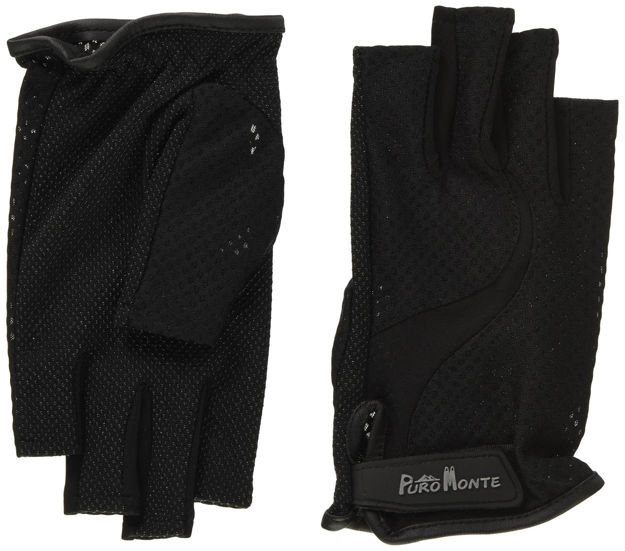 プロモンテ(PuroMonte) UVケア トレッキンググローブ フィンガーレス ブラック GB058U BK M