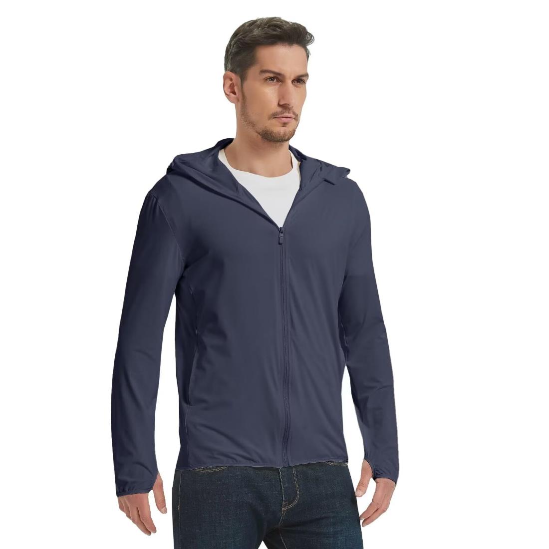 Sillictor UVカット パーカー メンズ ラッシュガード フード付き 冷感 ラッシュ ジップアップ オーバーウェア 指穴付き ゆったり 日焼け対策 夏服 ツバ付き 【通気速乾＆UVカット】 日本サイズM 9402na-L