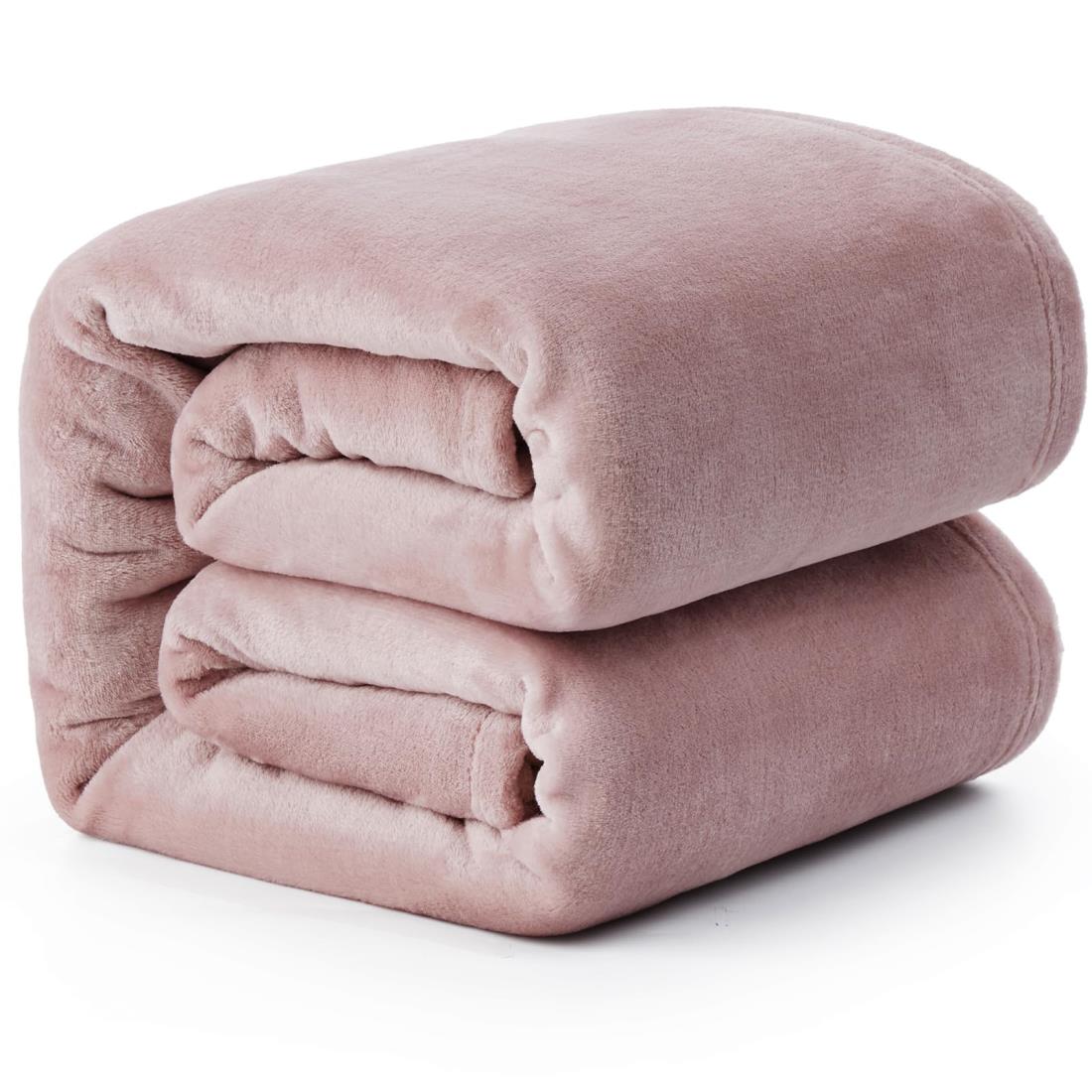 Hansleep 毛布 シングル 夏用 ブランケット 130x165cm マイクロファイバー 柔らかく肌触り フランネル 洗える 静電防止 四季適用 (130x165,スモーキーピンク)