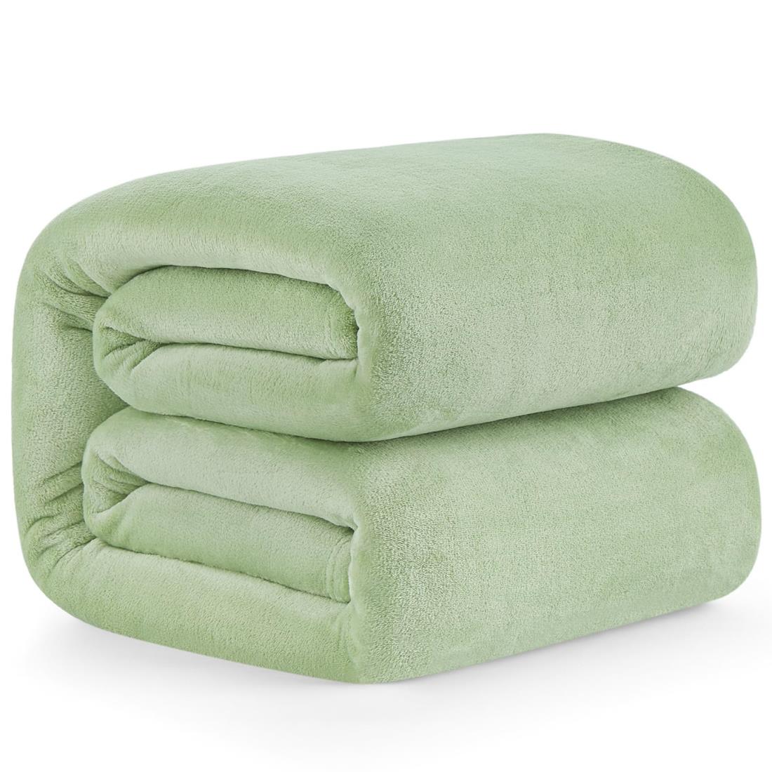 Hansleep 毛布 シングル 夏用 ブランケット 140x200cm セージグリーン マイクロファイバー 柔らかく肌..