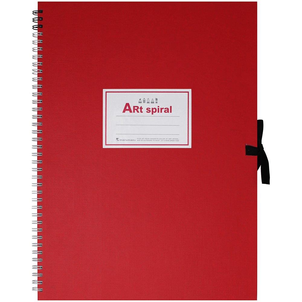 マルマン スケッチブック F6 アートス パ イ ラ ル 画用紙 厚口 レッド 24枚 S316-01
