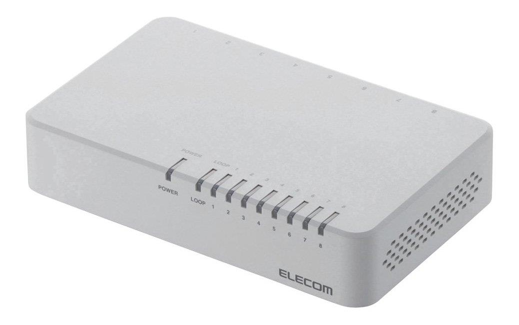 エレコム スイッチングハブ 8ポート 10/100Mbps AC電源 EHC-F08PA-W