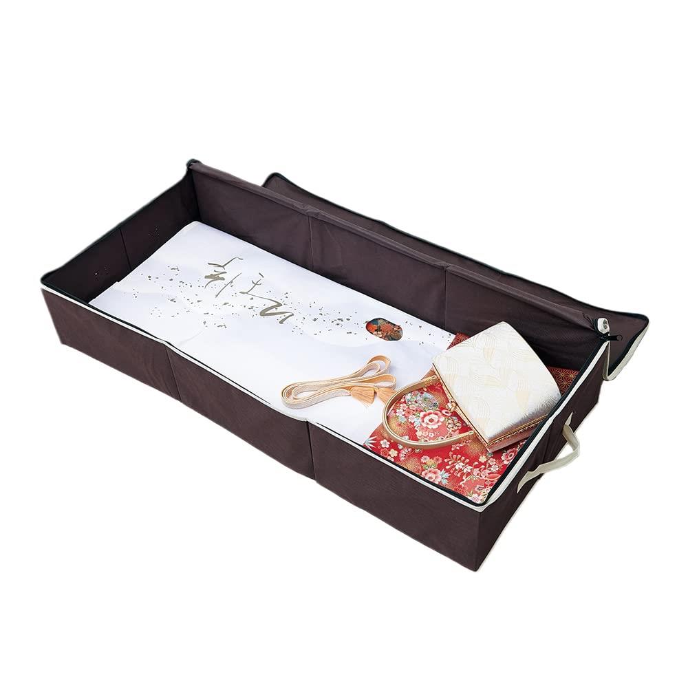 アイメディア(Aimedia) 着物一式収納ケース 着物収納ケース 炭入り消臭 衣類収納 収納ボックス 衣類用 収納袋 不織布 持ち手付 防塵 帯 浴衣保管 炭加工シート 加齢臭 3層構造