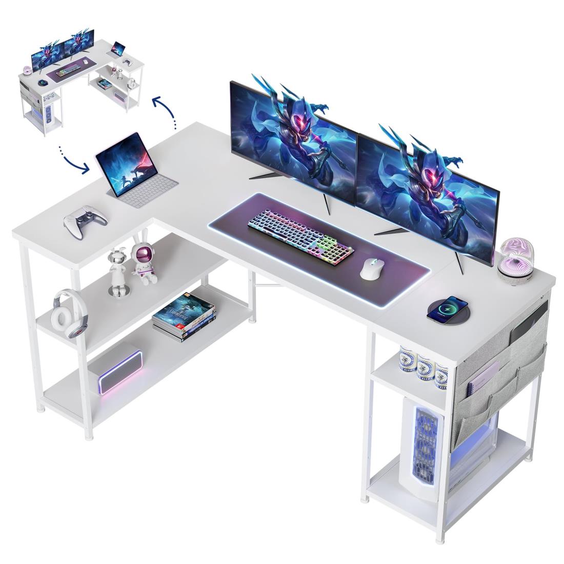 YeTom l字デスク ゲーミングデスク デ