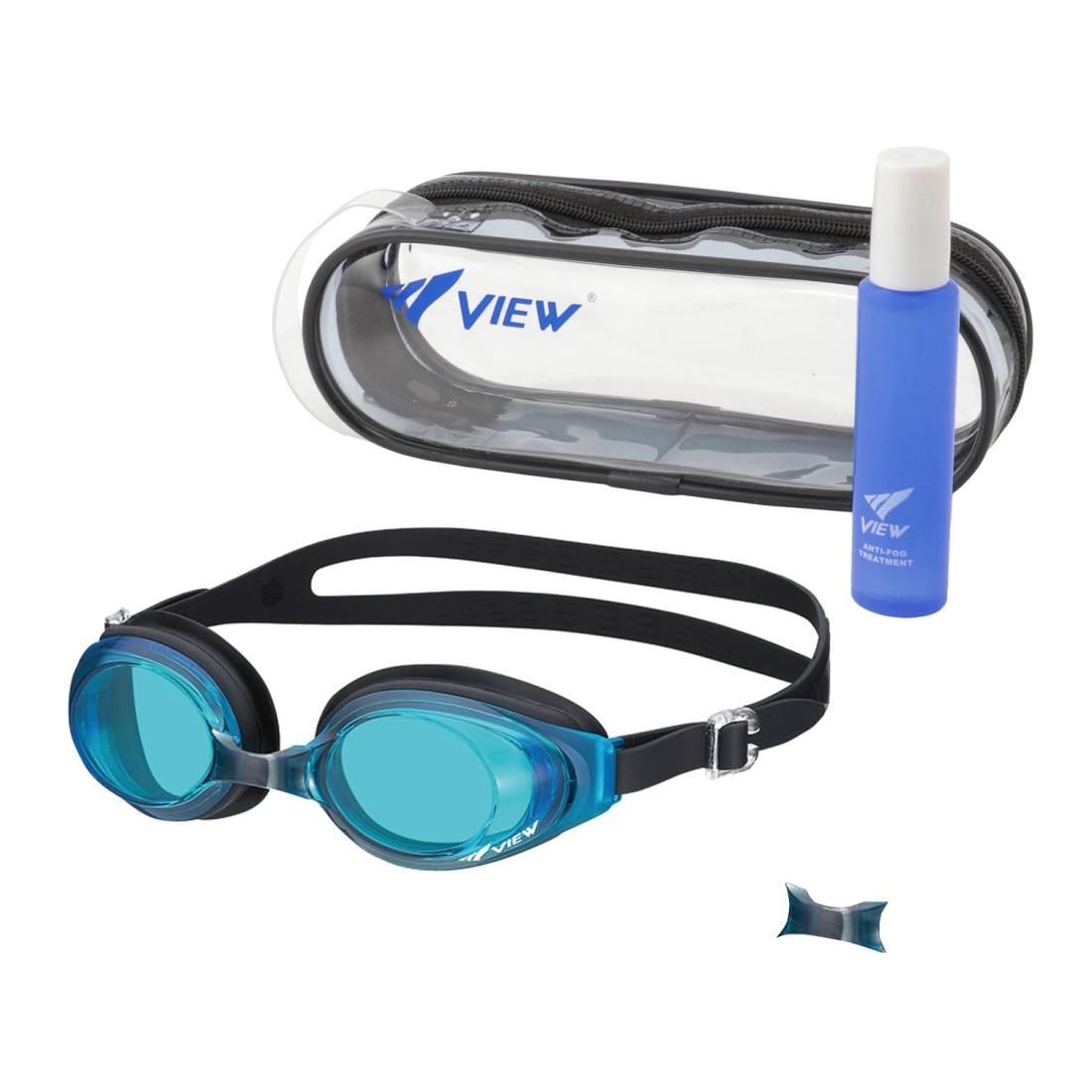 ビュー 【.co.jp 限定】 スイミングゴーグルセット VA1601AMBK ゴーグル くもり止め 調整ストラップ オリジナル3点セット