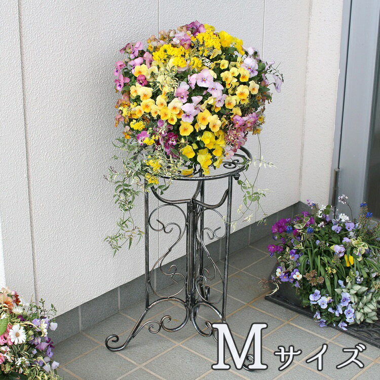 フラワースタンド 花台「16 スタンド M」【AWFS-M55B】 高さ56cm アイアン 屋外 室内 寄せ植え ガーデニング雑貨 玄関 バスケット プランター 花台ラック 架台 おしゃれ 壁掛け プランタースタンド 花 鉢 園芸 ラック