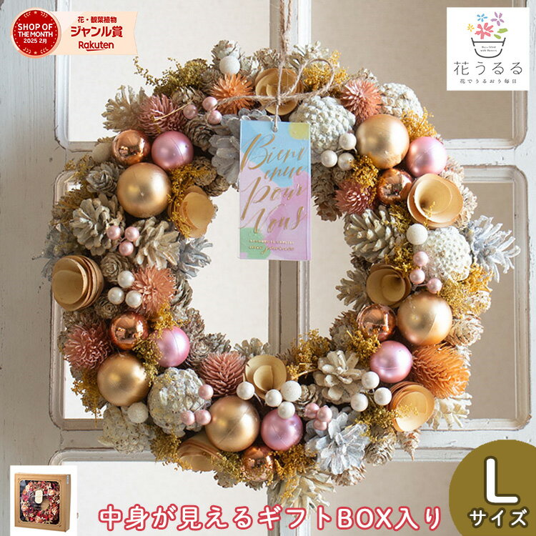 リース ドライフラワー [パインルミナス]Lサイズ 直径30cm( 花 ギフト プレゼント 誕生日 ディスプレイ パーティー おしゃれ 冬 通年 玄関 ドア 外 飾り 完成品 クリスマス ドライ フラワー インテリア フラワーリース クリスマスリース 玄関ドア ブラックフライデー 2025