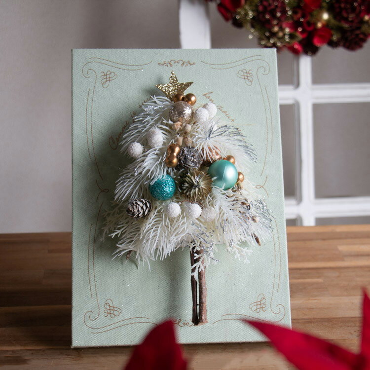 クリスマス 雑貨【キャンバススタンド付き ツリー(ミント) 】(ギフト プレゼント 誕生日 小物 ツリー ..