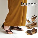 BUENO SHOES ブエノシューズ トルコ製 メタリック サイドカットサンダル【Q5604】ローヒール オープントゥ フラット ペタンコ ラクチン 軽量 本革 サンダル 歩きやすい 疲れない 痛くない つっかけ おしゃれ 個性的