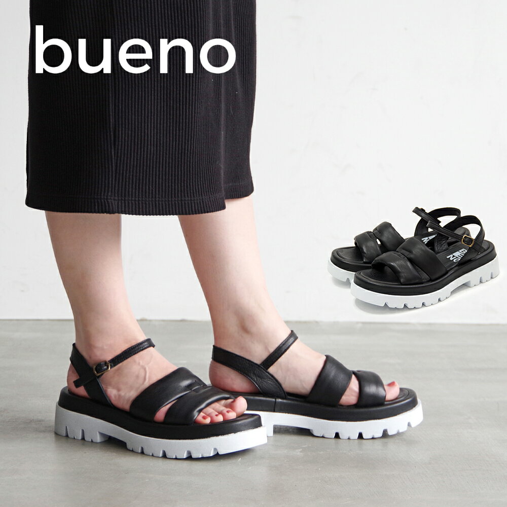 【30%OFF SALE】【クーポン発行中】BUENO SHOES ブエノシューズ トルコ製 アンクルベルト パデッドサンダル パフィーサンダル 【U7301】アンクルベルトサンダル 厚底サンダル トラックソール 本革 レザーサンダル 厚底【2022】