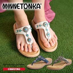 【特典付き】【24年春夏】ミネトンカ MINNETONKA 正規販売代理店 正規品 BRECCA ブレッカ 【510041 510100 510473】トングサンダル ビジューサンダル ビーチサンダル ホワイト デニム レディース【2024】