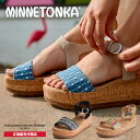 ミネトンカ サンダル レディース 【特典付き】【予約10%OFFキャンペーン】【24年春夏】ミネトンカ MINNETONKA 正規販売代理店 正規品 PATRICE パトリス【564150 564492】アンクルストラップ サンダル ウェッジソール レザー 本革 厚底 ブラック デニム レディース【2024】