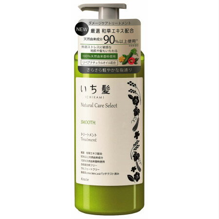 いち髪 ナチュラルケアセレクト スムース トリートメント ポンプ 480g 【10本セット】 (4901417722027-10)