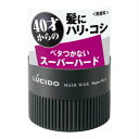 商品情報■　特徴●40才からの細く弱った髪でも思い通りにキマって持続する。 ●細髪も自在にセットするスーパーハード。 ●ドライワックス処方でベタつかない。 ●細髪のへたりの原因となるスタイリング剤のムラ付きを防ぎ、キープ力を高めるワックス技術を採用。 ●無香料・無着色・パラベンフリー。■　原材料・成分水、ミネラルオイル、ジメチコン、BG、パラフィン、カルナウバロウ、マイクロクリスタリンワックス、ステアリン酸ソルビタン、セテス−20、ステアリン酸、ヒマワリ種子ロウ、ワセリン、合成ワックス、TEA、ステアリルアルコール、パルミチン酸エチルヘキシル、カルボマー、ジラウロイルグルタミン酸リシンNa、エタノール、フェノキシエタノール■　お問い合わせ先株式会社マンダム お問い合わせ窓口 0120-37-3337 （受付時間 9：30〜17：00 土日祝日を除く）■　【広告文責】 会社名：株式会社ファーストアクロス 　花x花ドラッグ TEL：048-501-7440 区分：スタイリング剤 メーカー：株式会社マンダム [日用品][ヘアケア][スタイリング剤][JAN: 4902806100426]